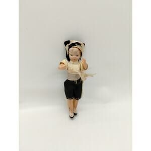 Vintage 4" Tall Plastic Jointed Doll - Made in Japan